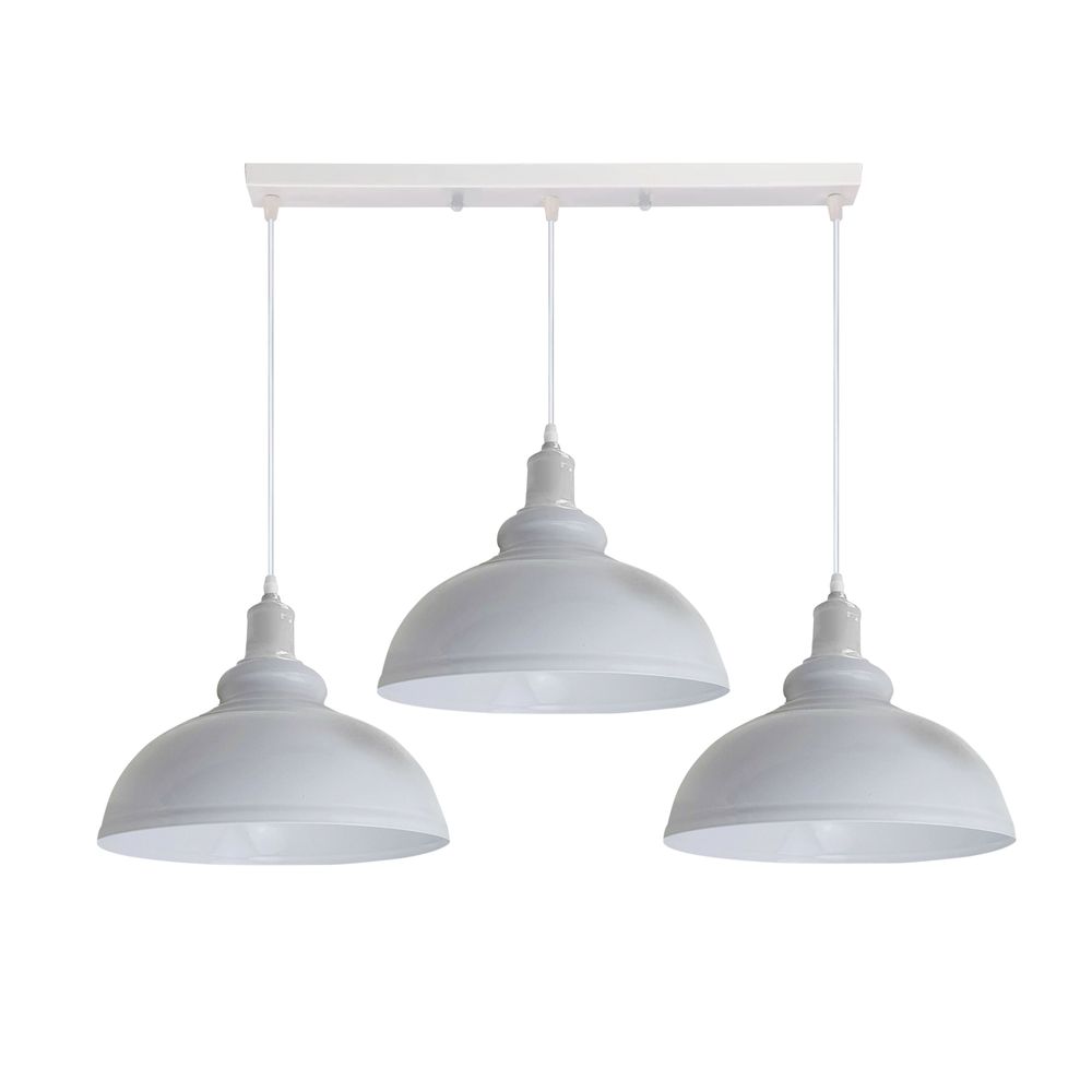 Industrial Vintage Loft Kitchen Bar 3 Lights Fittings Ceiling Curvy Metal E27