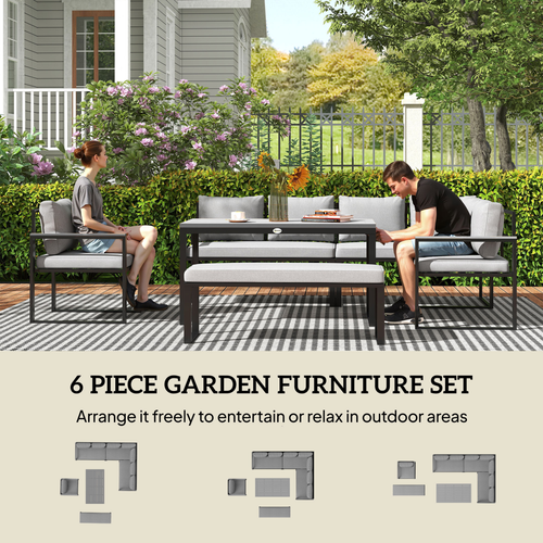 Outsunny 9 Seater Outdoor Corner Sofa Set with Wide and Deep Seats