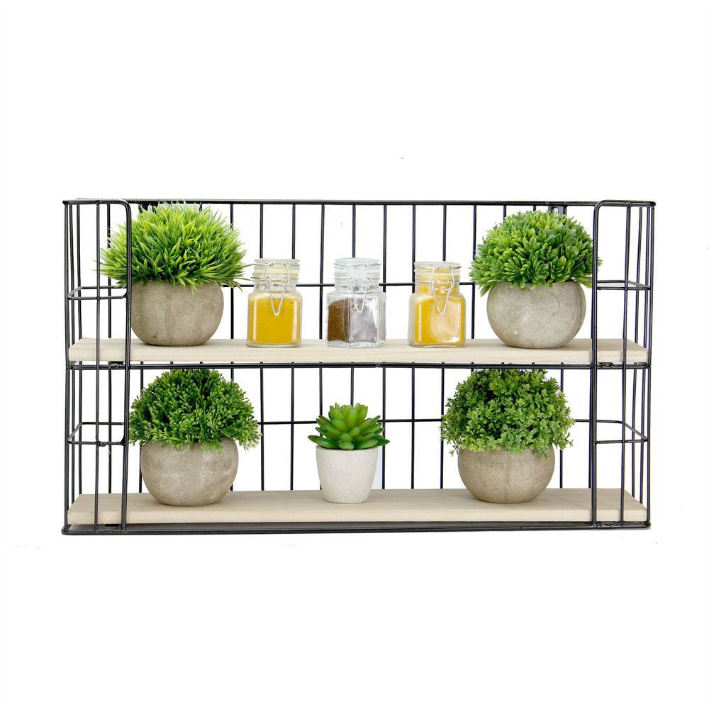 2 Tier Rectangular Floating Shelf | M&W | Stylish Industrial Decor | Rustic & Modern Home | Easy Install | Declutter Space
