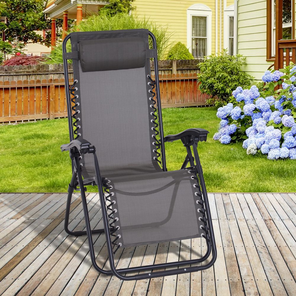 Ultimate Comfort Metal Lounger w/ Head Pillow for Patio Deck - Outsunny