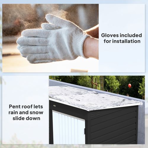 Outsunny 6 x 4ft Metal Garden Shed with Lockable Door and Gloves, Dark Grey