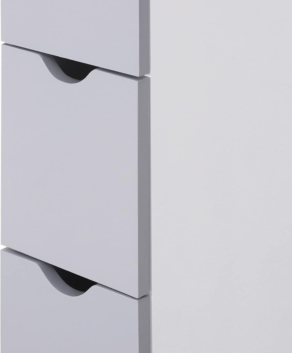HOMCOM Tall Bathroom Cabinet- Bathroom Storage, Shelf, Drawers White