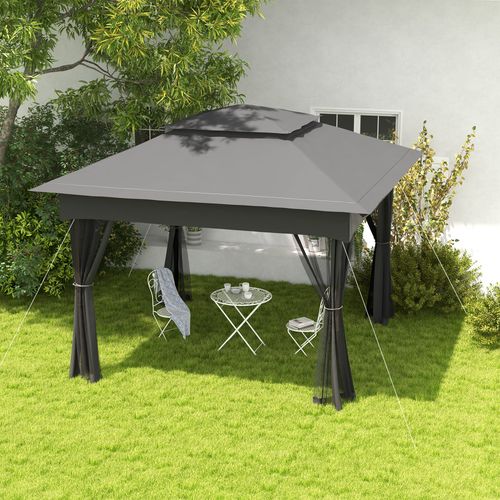Outsunny Garden Folding Tent Heavy Duty Pop Up Gazebo for Party Dark Grey