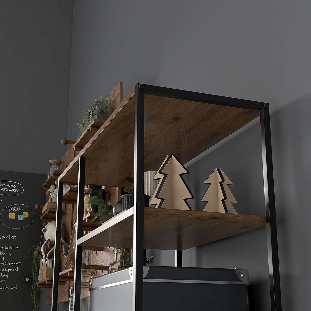 HOMCOM 5 Tier Free Standing Book Shelf with 2 Drawers for Study, Living Room