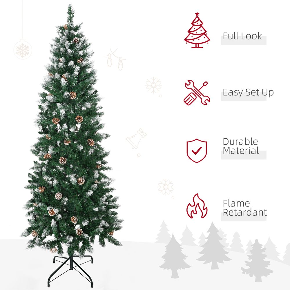 6' Snow Artificial Christmas Tree Holiday Home Decor with Pine Cones