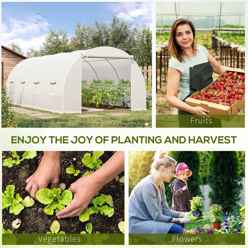 Outsunny 6x3x2m Polytunnel Greenhouse - Zippered Door, 8 Windows