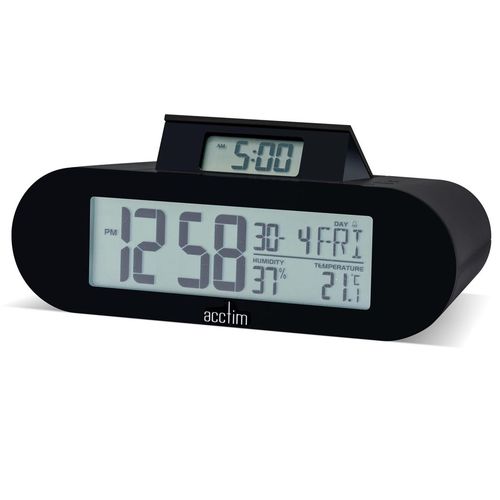 Acctim Kian Digital Alarm Clock Crescendo Alarm Date, Temperature & Humidity Display Pop Up Alarm Soot