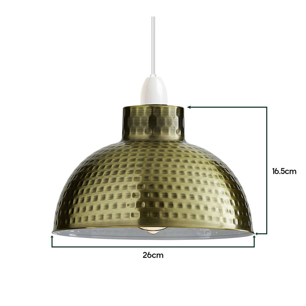 2 Pack Retro Industrial Easy Fit Lamp Light Shade E27 Base Pendant Metal 26cm Dome Shape Vintage Large Lamp Shades