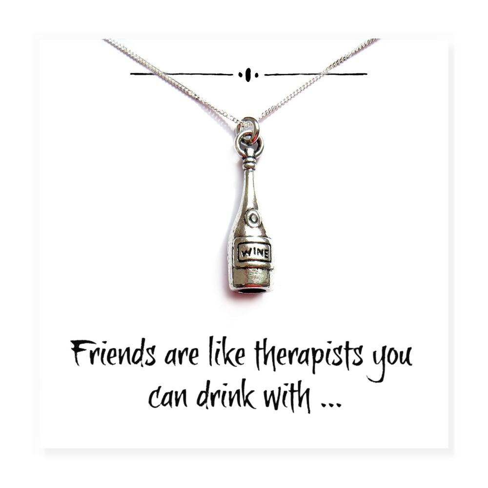 Funny Wine Bottle Charm Necklace - Perfect Gift for Friends