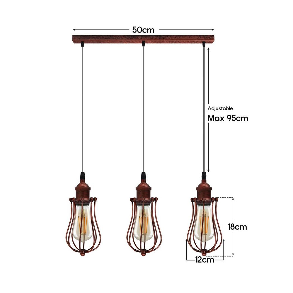 Vintage Red Rustic Pendant Light - Industrial Style Metal Ballon Cage Lamp - High Quality E27 Fitting - Perfect for Any Room