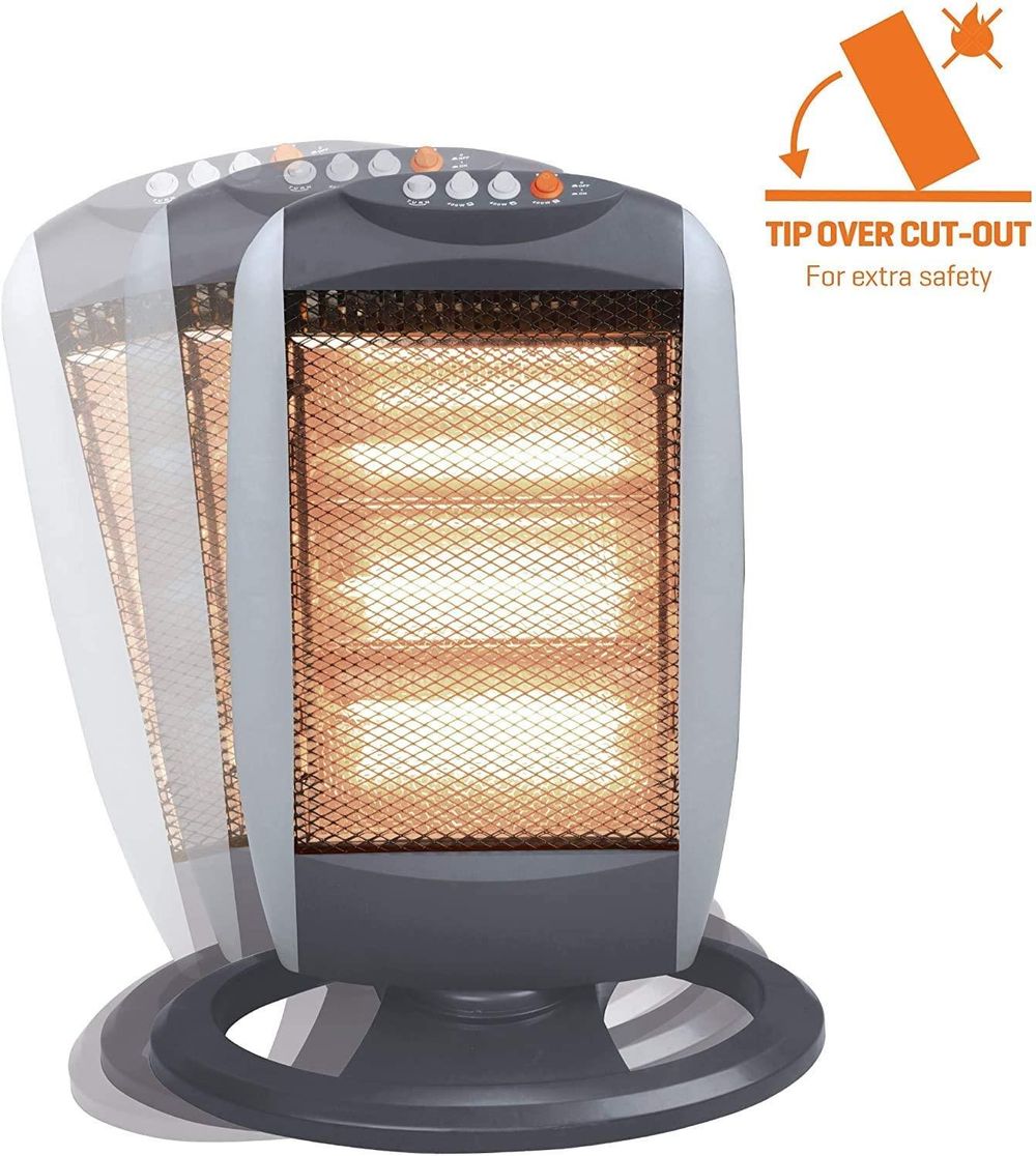 High-Performance 1200w Halogen Heater with 3 Heat Settings and Wide Angle Oscillation - Professional Quality