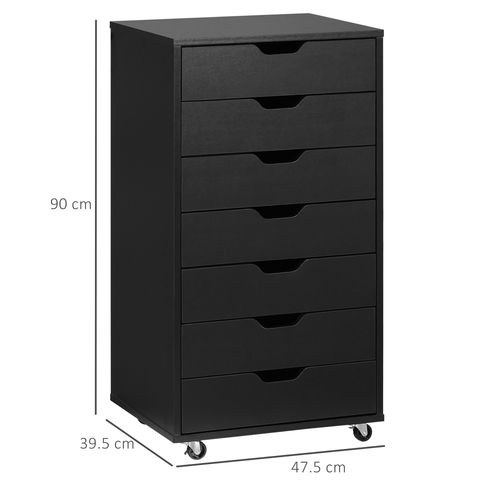 Vinsetto Mobile Filing Cabinet, 7-drawer File Cabinet with Wheels