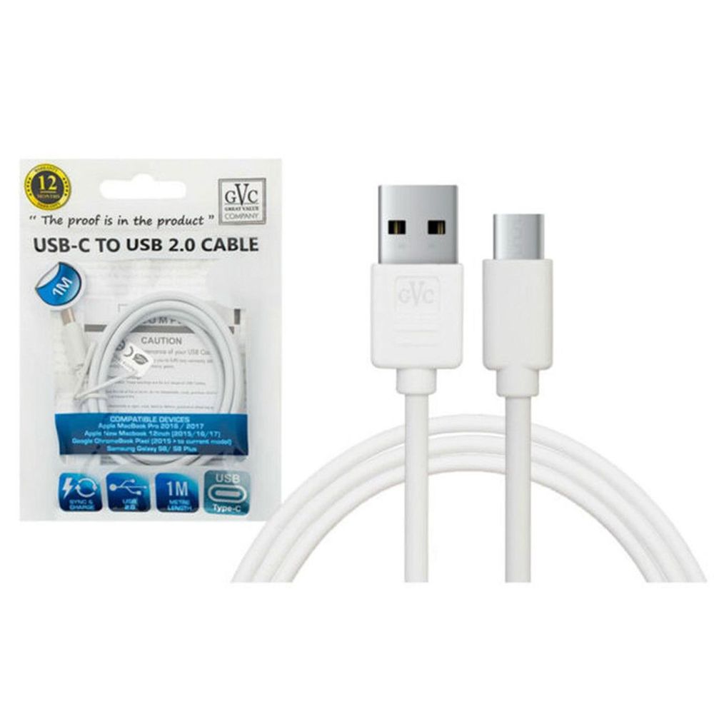 Premium GVC USB Type C Cable - 1m | Fast Charging & Data Sync | Compatible with Phone & Pad