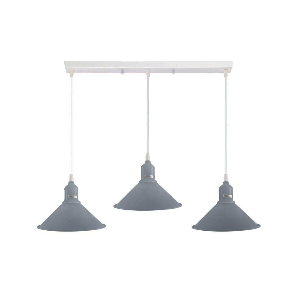 Industrial Vintage Loft Kitchen Bar 3 Lights Fittings Ceiling Cone Metal E27