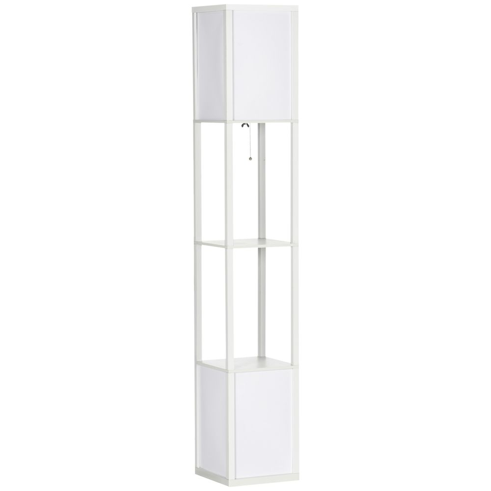 HOMCOM Shelf Floor Lamp, Dual Light, Living Rm, Bedroom, White