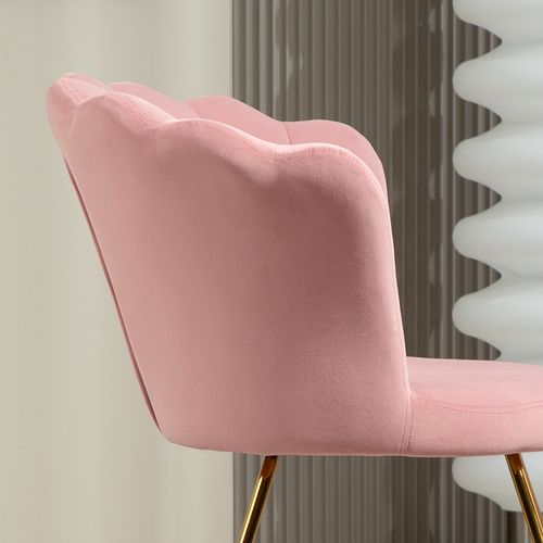 HOMCOM Accent Chair, Velvet Armchair with Lotus Backrest, Steel Legs