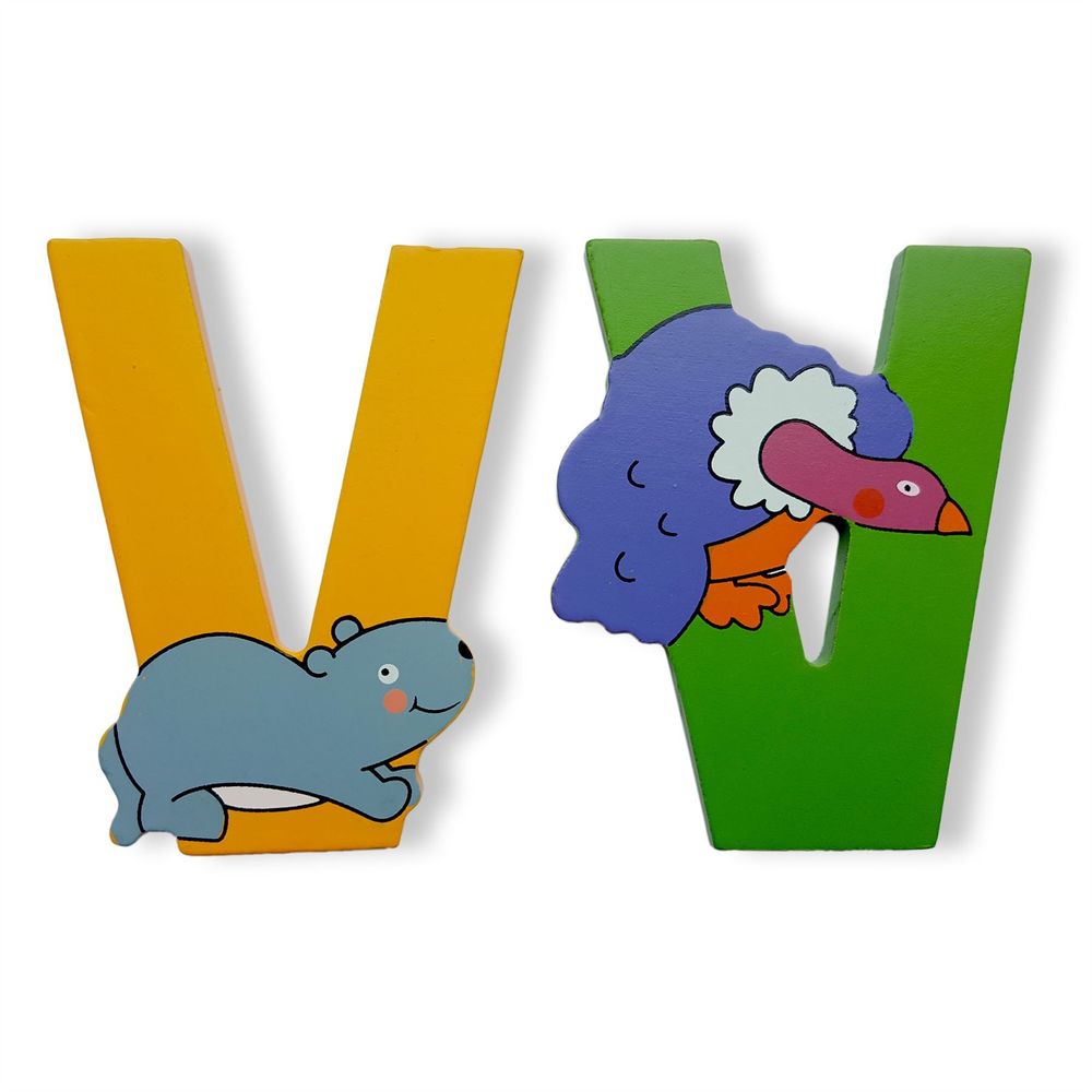 Vinsani Wooden Jungle Animal Upper Case Alphabet Letters Personalised Bedroom Wall Door Name