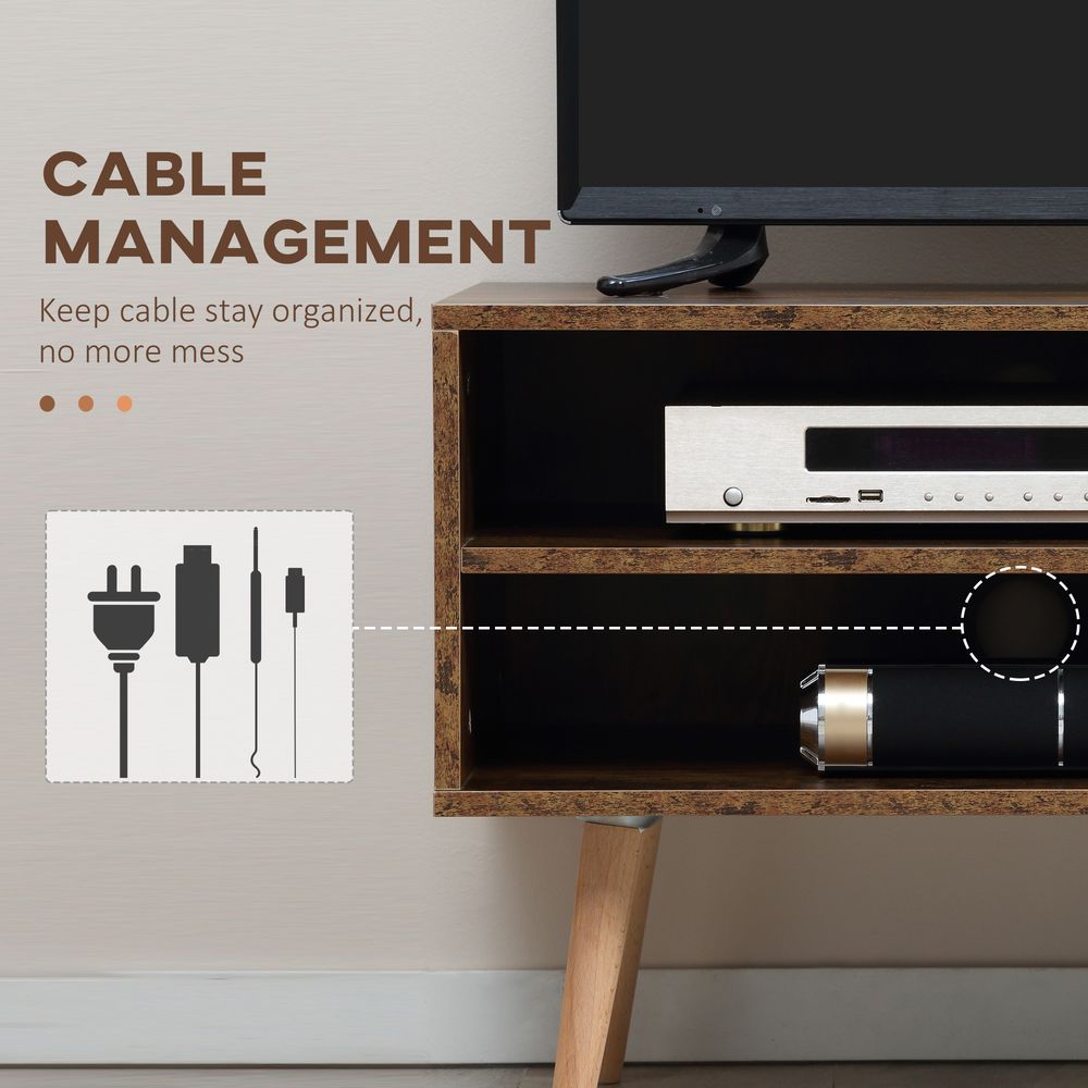 HOMCOM TV Unit Cabinet for TVs up to 55", TV Stand with 2 Storage Shelves and Cupboard for Living Room, Bedroom, Brown