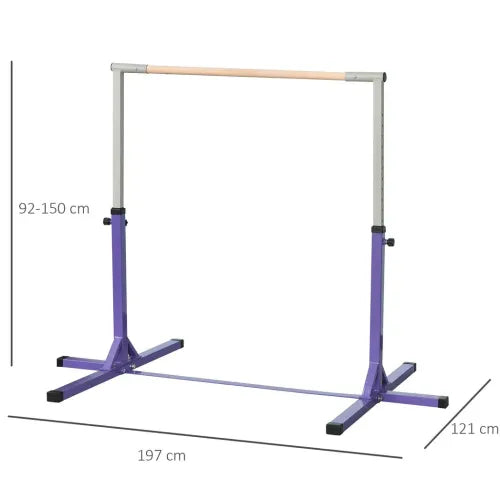 HOMCOM Height Adjustable Gymnastics Horizontal Bar For Kids Home Gym Training Children Junior Kip High Bar Fitness