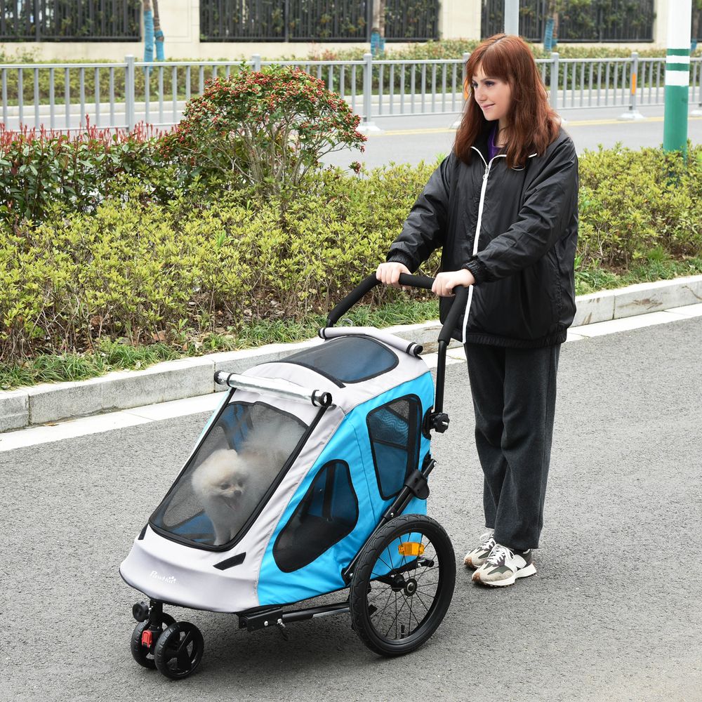 PawHut 2-IN-1 Dog Bike Trailer Pet Carrier Stroller Reflector 140 x 71 x 105cm