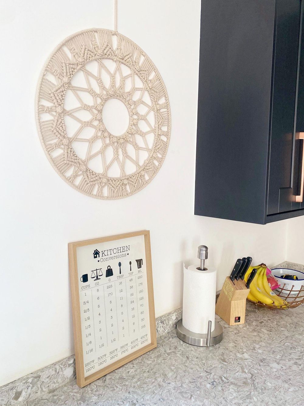 Kitchen Conversions Guide in Frame: Practical & Stylish Conversion Chart Print for Easy Cooking. Clear & Legible Measurements. Wooden Frame.