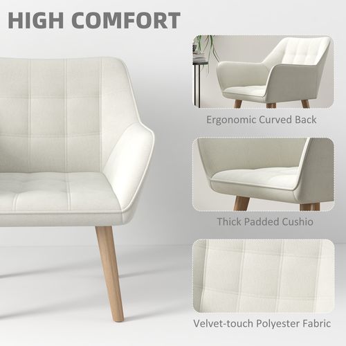 HOMCOM Velvet-Feel Accent Chair with Arms Slanted Back Wood Legs