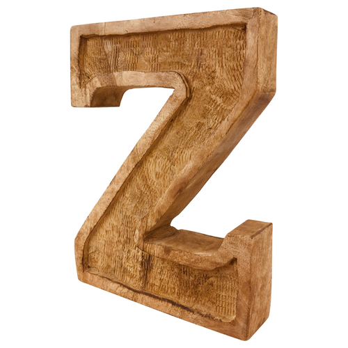 Hand Carved Wooden Embossed Letter Z