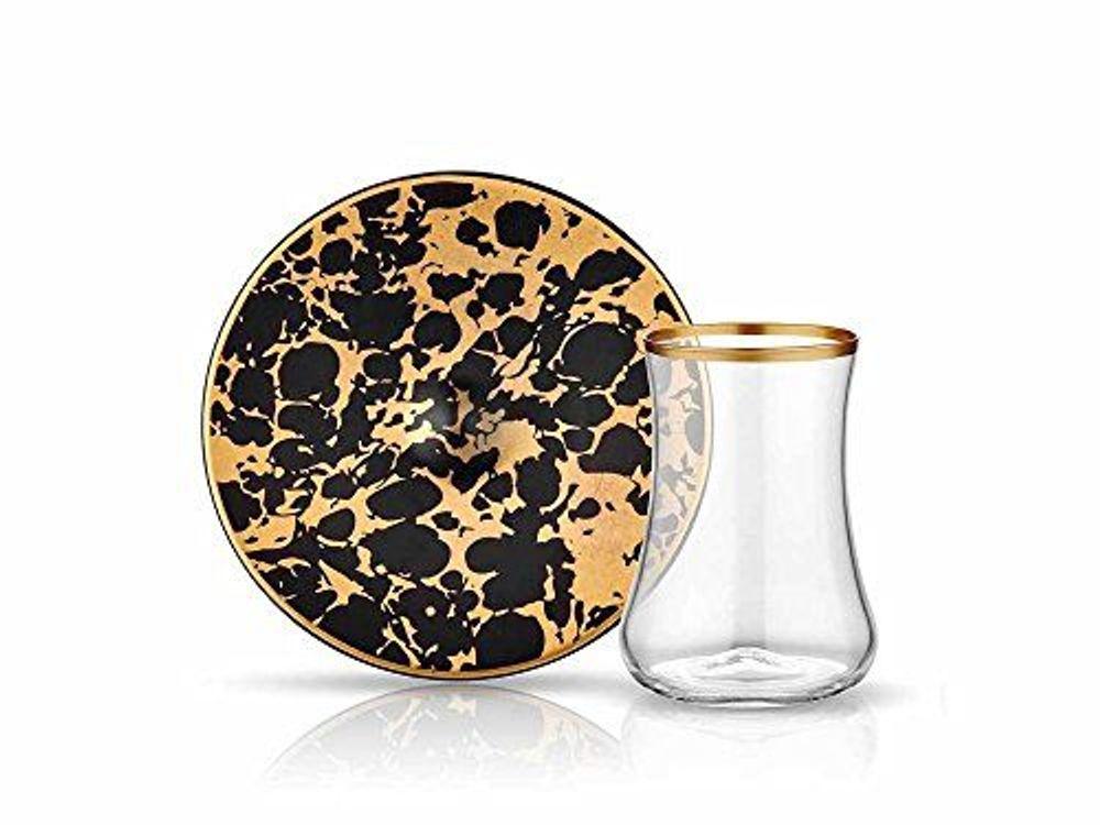 DERVISH EBRU TEA SET MAT GOLD BLACK