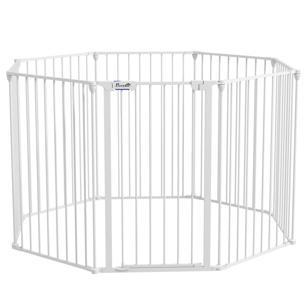 PawHut 2-in-1 Dog Pen, Safety Pet Gate, 8 Panels, Medium Dogs, 90Hcm