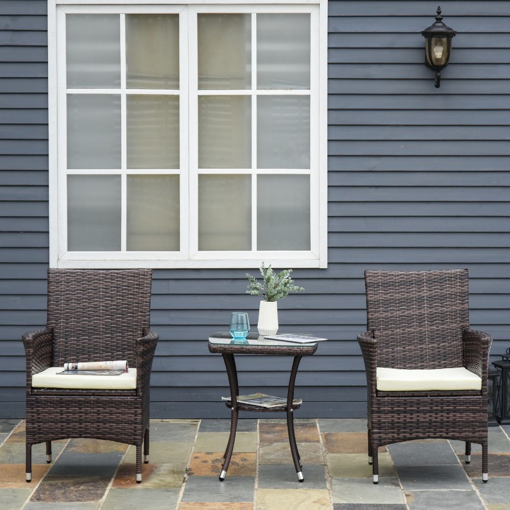 Premium 3-Piece Rattan Bistro Set: Table + 2 Chairs