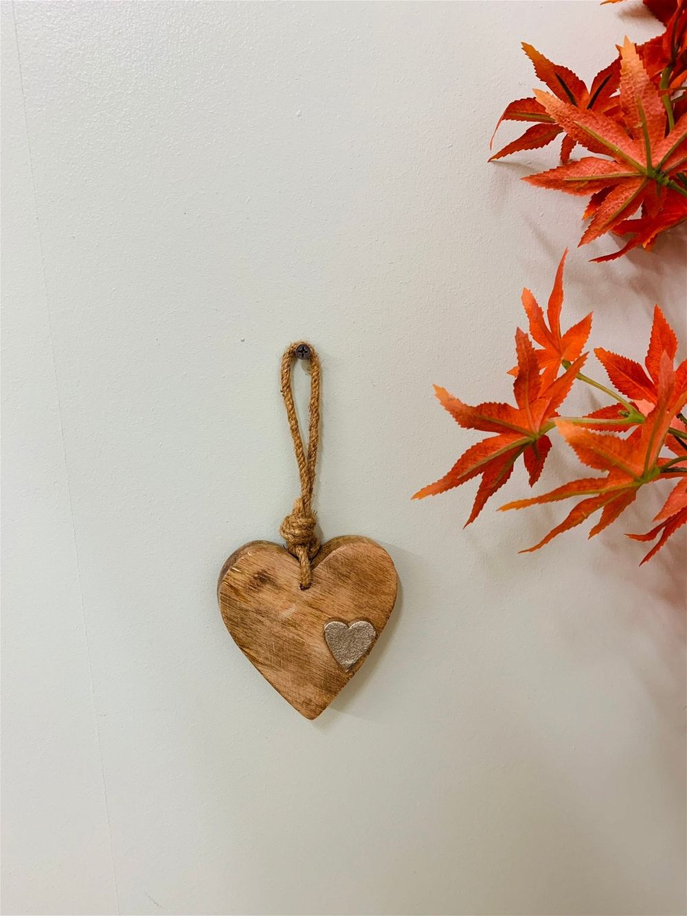 Rustic Wooden Heart with Silver Metal Accent - High Quality Home Decor