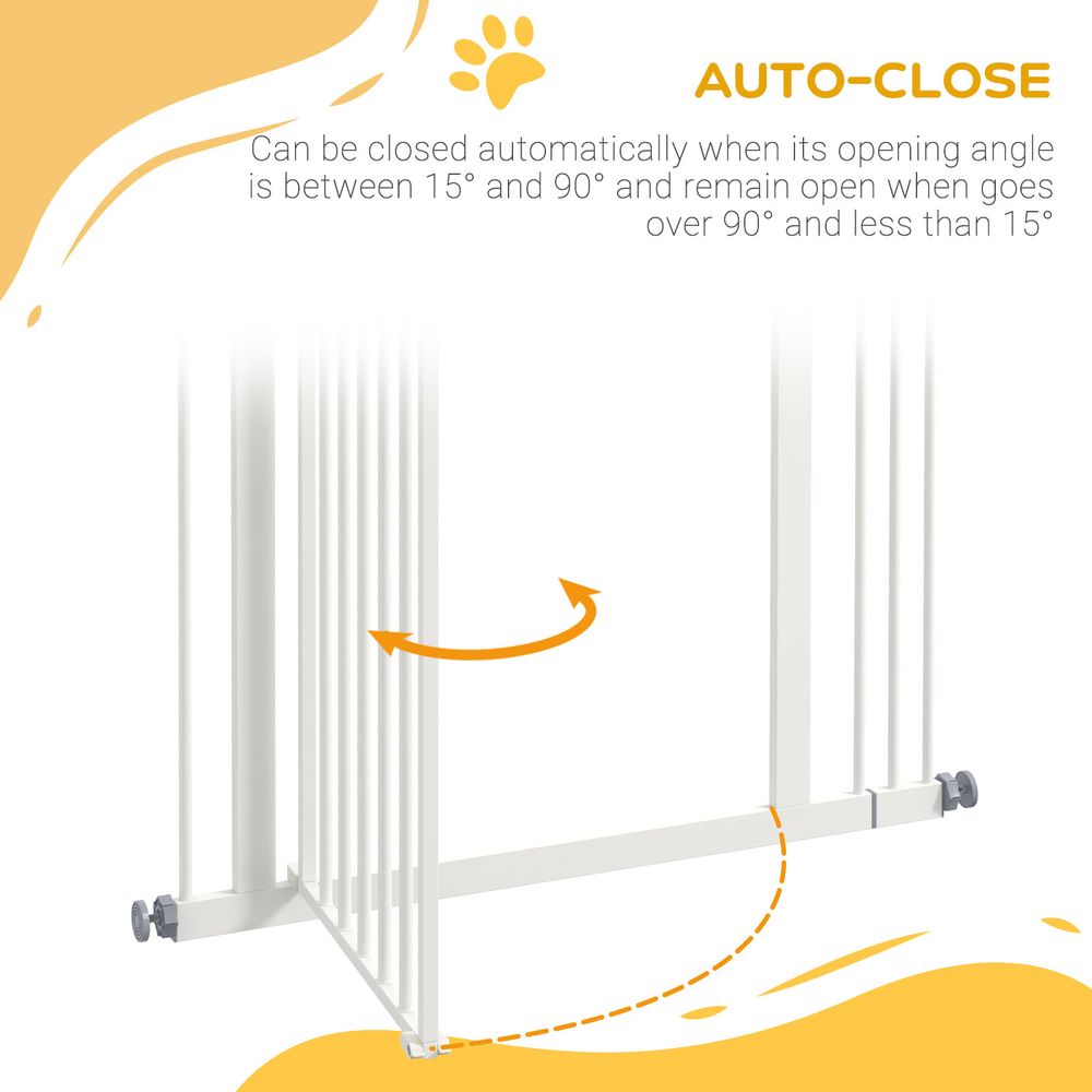 Adjustable Metal Pet Gate - Keep Pets Safe - Auto-Close Door - High Quality - White