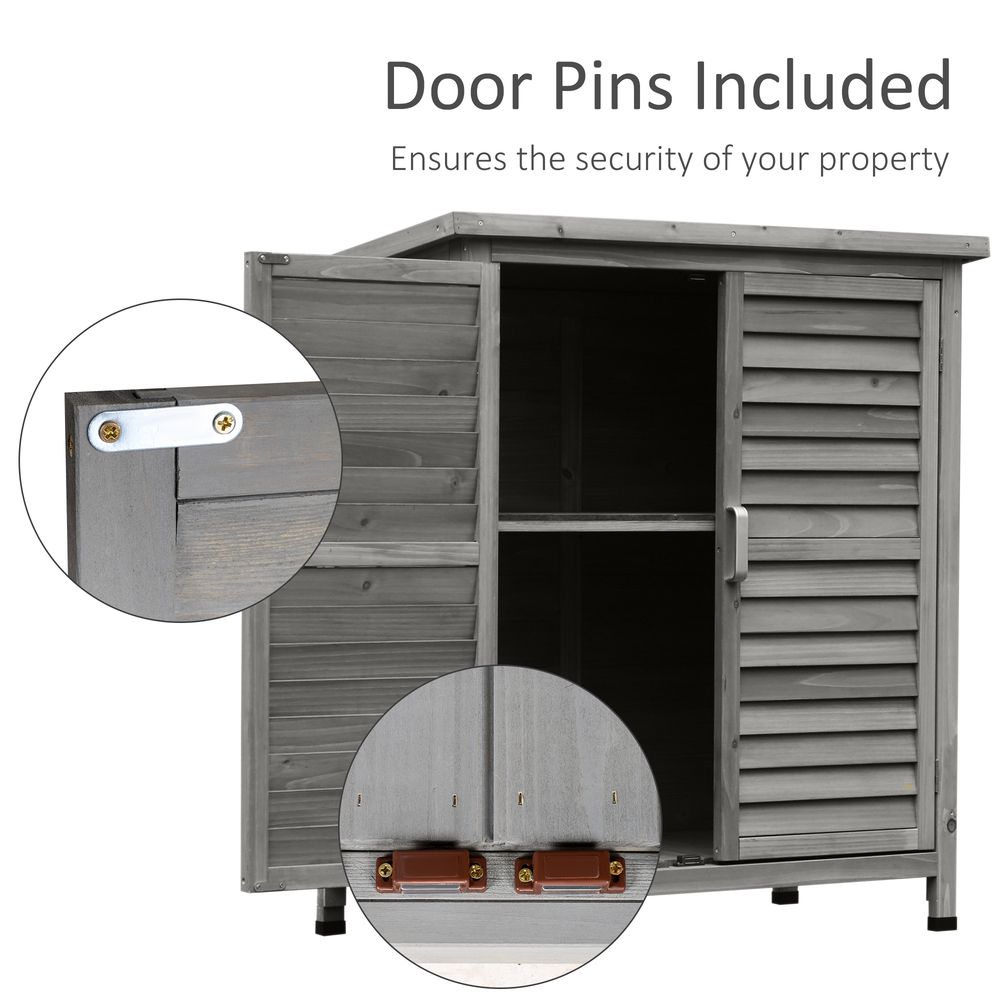 Garden Shed Wooden  2 Door Unit Solid Fir Wood 87x46.5x96.5cm, Grey