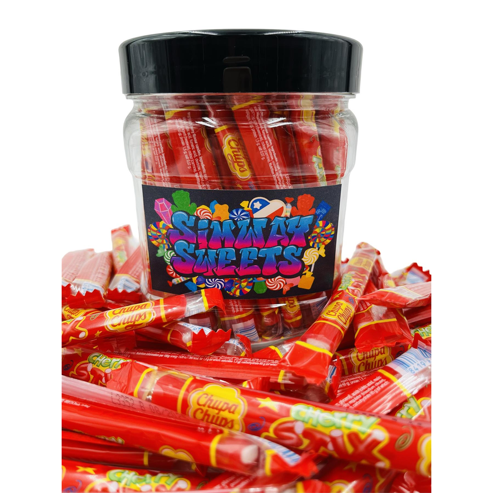 Cherry Chupa Stix x 60 - Individually Wrapped Candy in a Jar