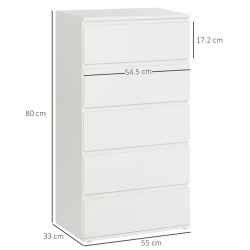 5 Drawer Cabinet Storage Cupboard Sideboard Organiser Living Room White