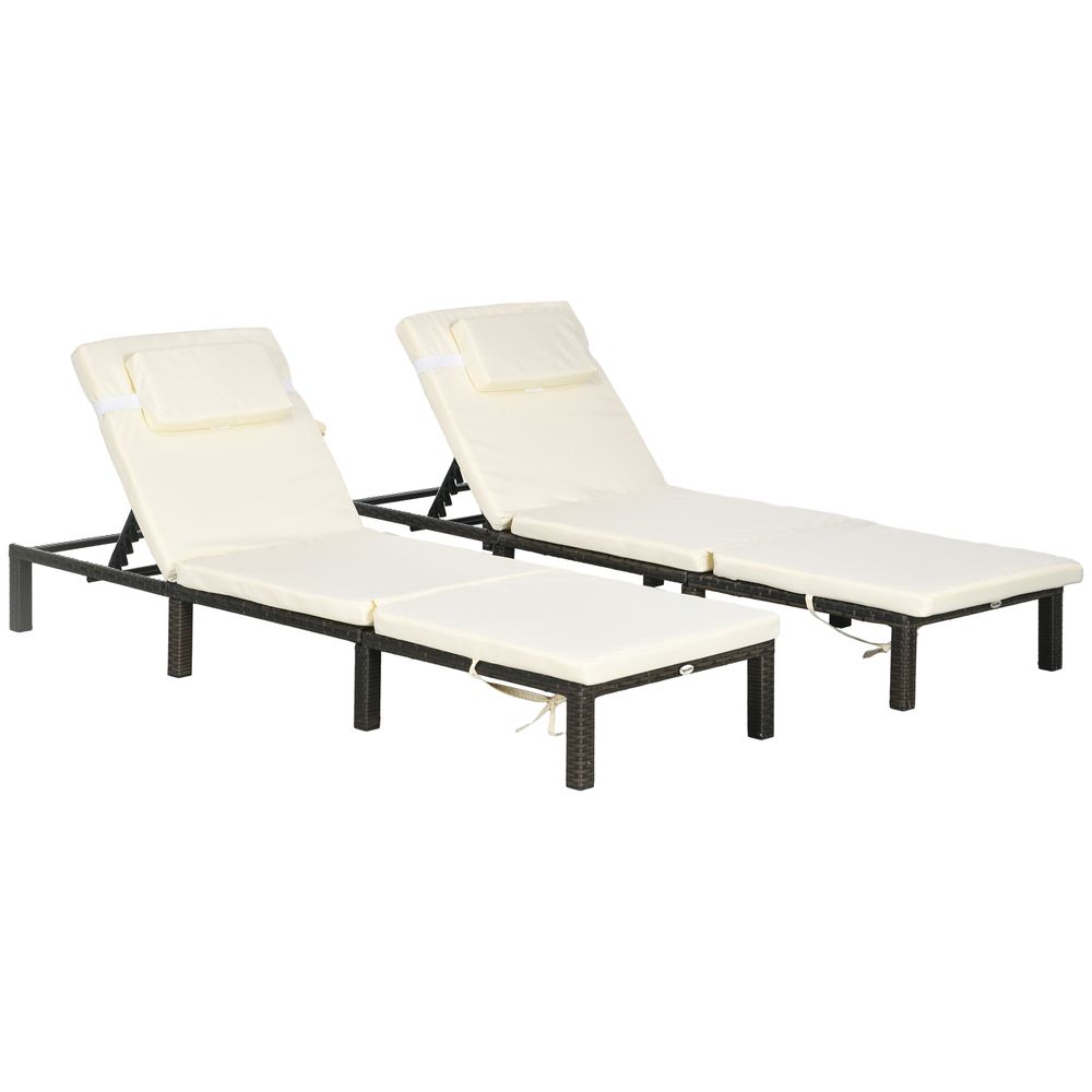 Premium Outsunny Rattan Sun Loungers - Poolside Luxury with Padded Cushion