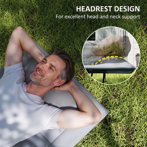 Outsunny Camping Bed for Adults with Cushion, Headrest, Side Pocket
