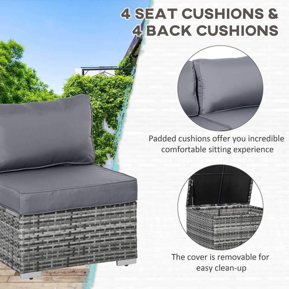 High-Quality 6PC Rattan Corner Sofa Set w/ Cushion - Grey