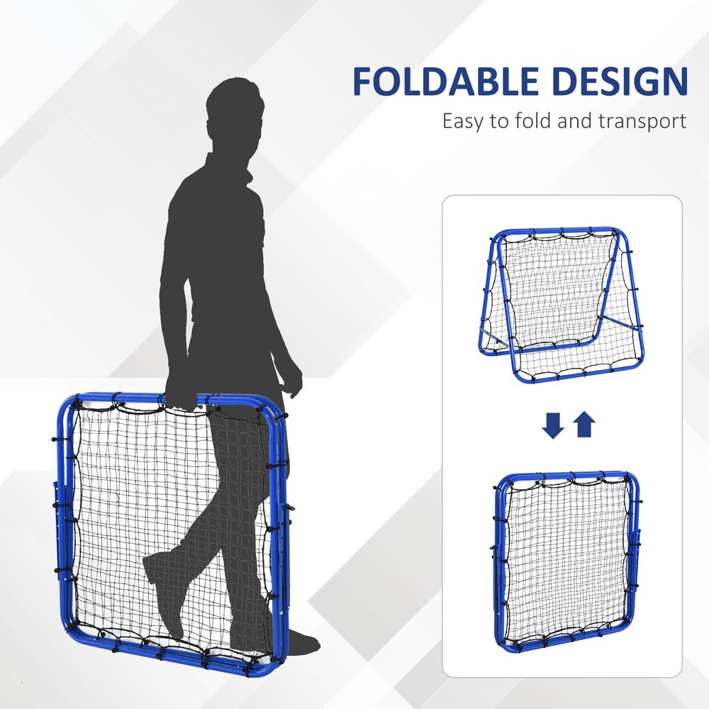 HOMCOM Double Sided Football Rebounder Net, Football Rebound Net Target Goal with 5 Adjustable Angles, Garden Football Training Equipment for Youth, Blue