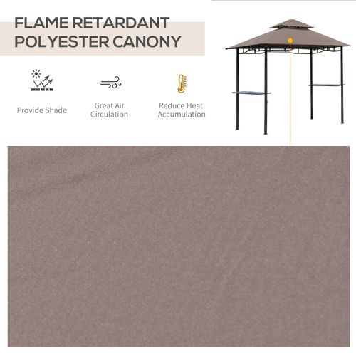 Outsunny 8ft Double-Tier Gazebo Grill Canopy Tent Shelter-Coffee