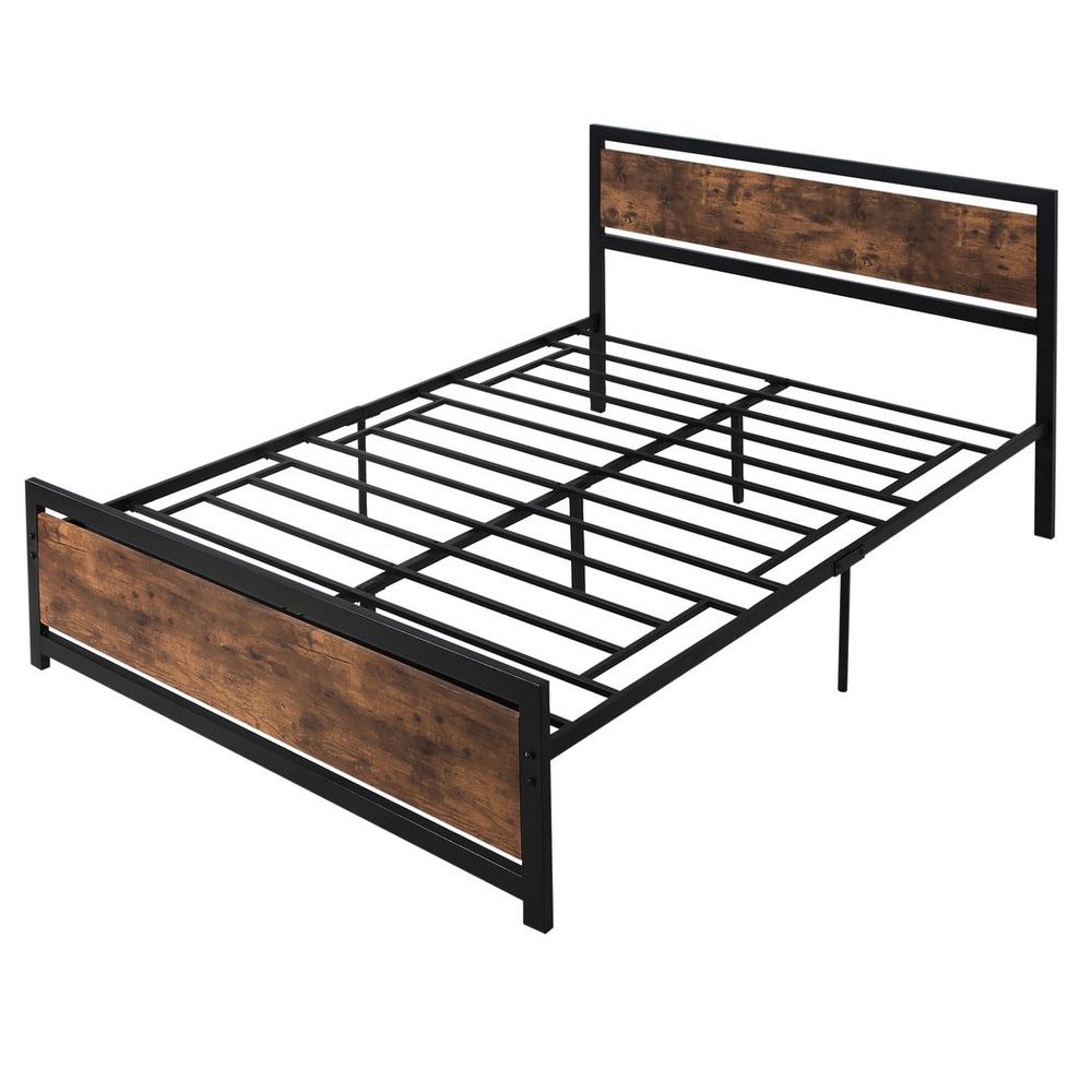 HOMCOM King Size Metal Bed Frame, Headboard & Footboard, 160x208x103cm