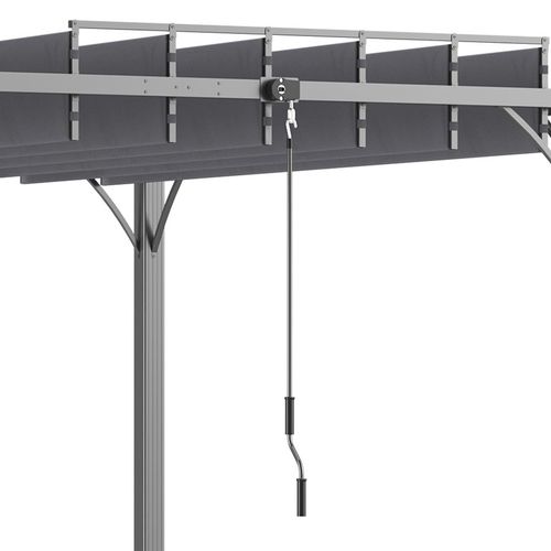Outsunny 3 x 3(m) Outdoor Louvered Metal Pergola with Retractable Roof, Grey