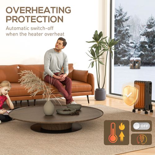 HOMCOM Oil Filled Radiator Portable Space Heater W/ 9 Fin, 3 Heat Settings