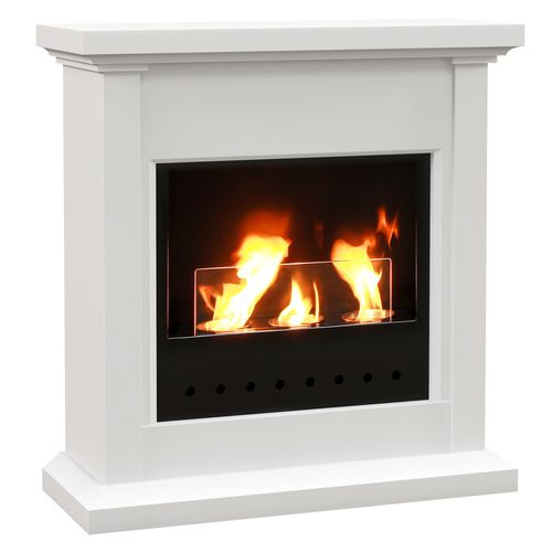 HOMCOM Bioethanol Fire, Ethanol and Gel Fireplace, 3 Hours Burns, White