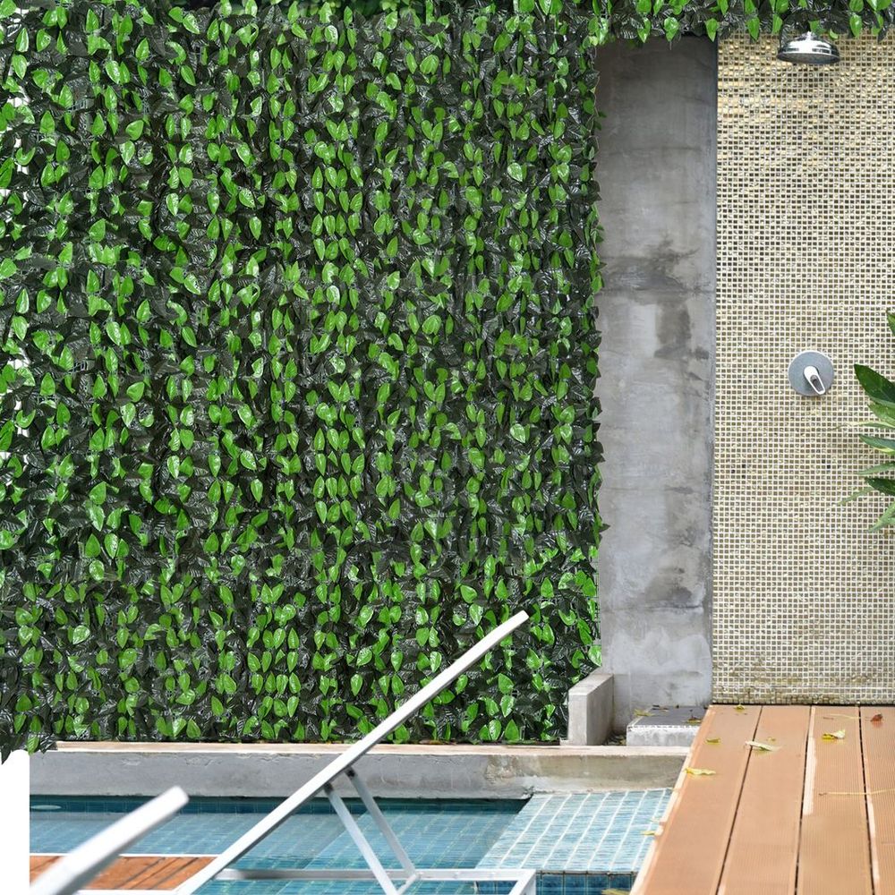 Outsunny Privacy Fence Panel | Artificial Leaf Hedge Screen | 3Mx1M | UV Stabilised PE | Easy to Install | Maintenance Free