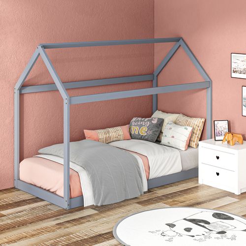HOMCOM Wooden Single Bed Frame with Tree House Style