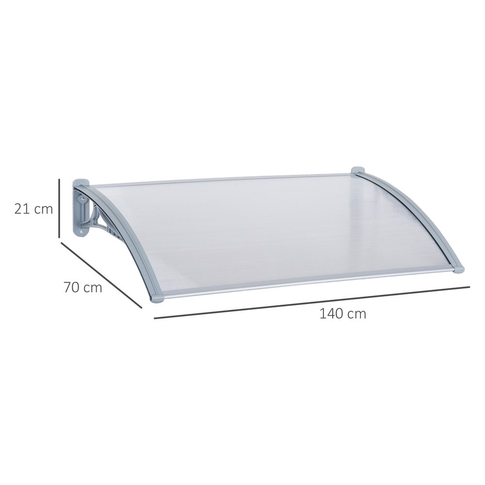 Premium 140Wx70L Door Awning Canopy - UV & Weather Resistant - Transparent/Silver