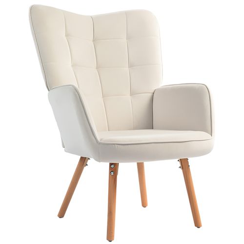 HOMCOM Accent Chair Velvet-Touch Tufted Wingback Armchair