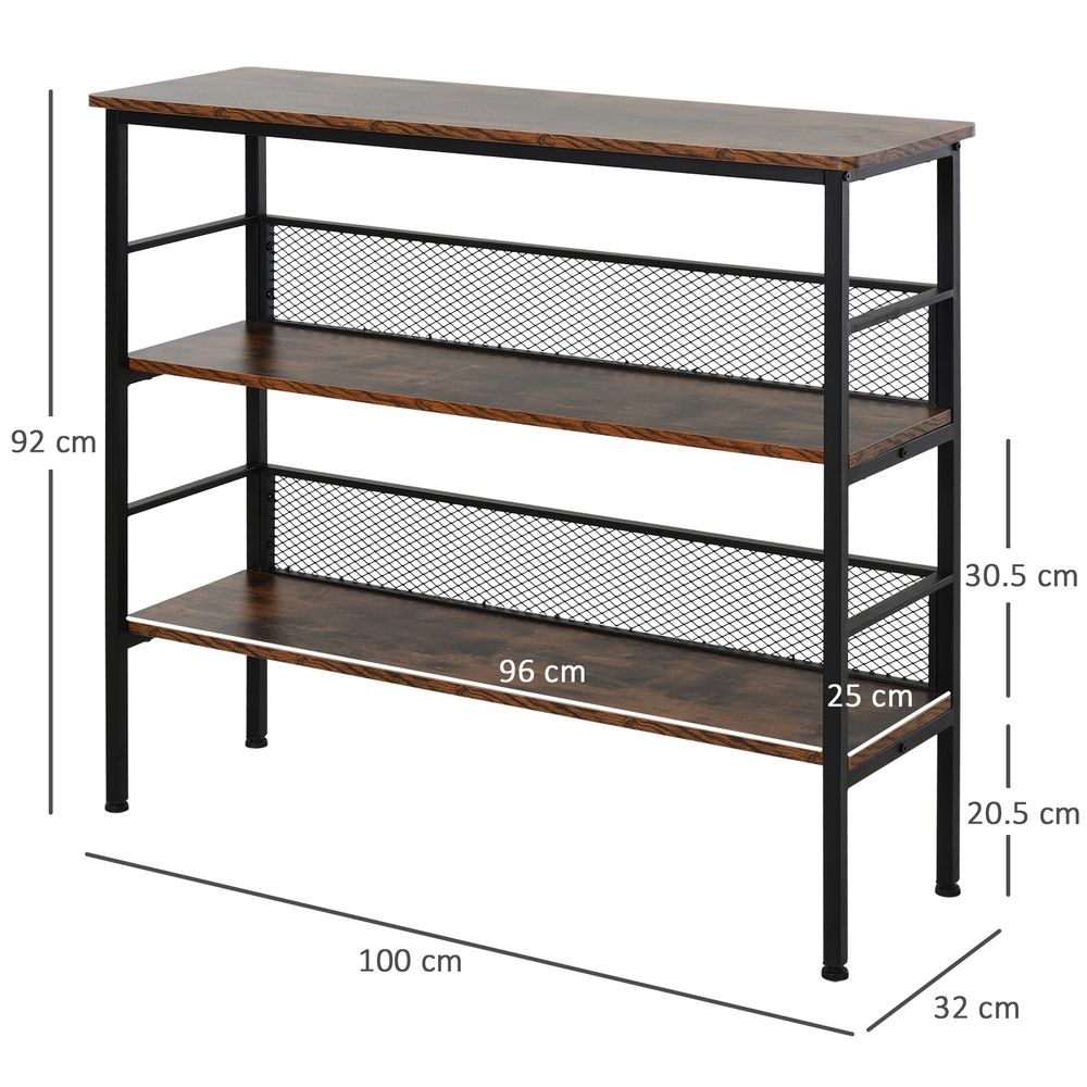 Industrial 3-Tier Display Shelf - Brown MDF | Stable, Stylish, Organized | Perfect for Home or Office
