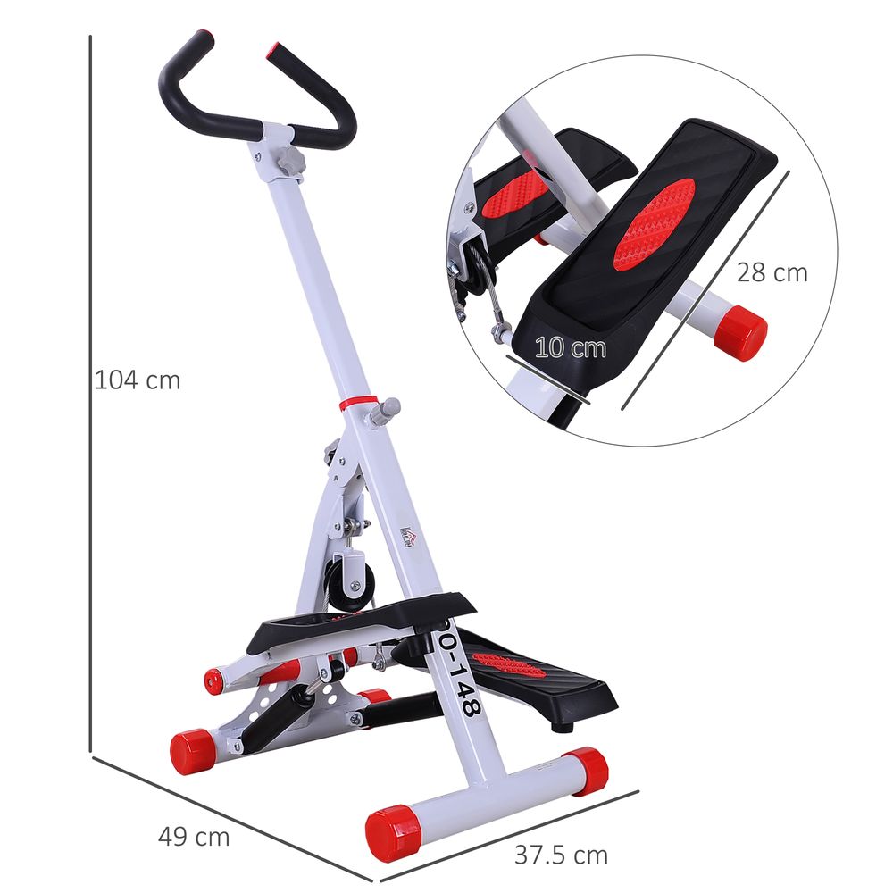 HOMCOM Foldable Step Machine, Height Adjustable Stepper w/LCD Display and Handlebar, Twister Steppers for Exercise Workout Home Gym Office